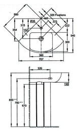 Раковина Jacob Delafon ODEON UP E4710-00 (500х500) угловая, отверстие под смеситель, белая