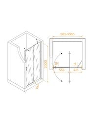 Душевая дверь RGW Hotel HO-014B (1000х2000) распашная, стекло 8мм прозрачное/черный 350601410-14 — изображение 14