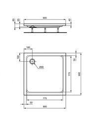 Ideal Standard ������� ������ HOTLINE 900x900x70 ��������� �������������, ����� K276701