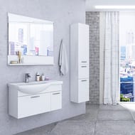 Шкаф-колонна AQUATON Инди 80 1A188603ND010 340х1647х320 подвесная, бельевая корзина, белый глянец