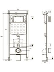 Инсталляция Aqueduto TECNICA NOVO + унитаз с сиденьем CONE + клавиша смыва QUADRADO AQDS116T