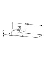 ���������� Duravit XSquare 1400�550�16 1 ����� �����, ����� ������ XS060GL2222