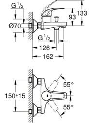 ��������� Grohe BauCurve 23599000 ��� ����� ������������, ���������, ����