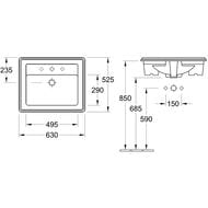 �������� Villeroy & Boch Hommage (630�520) 3 ���, �������, ceramic+, ����� 7102A1R1