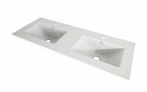 Раковина керамическая Cezares (121x46) с двумя чашами 50135 Bianco