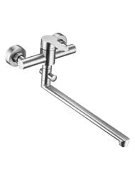 Смеситель для ванны/душа Swedbe Latuno L11307 с изливом 322мм Z формы и дивертером, сталь нержавеющ