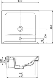 Раковина Aquaton Тигода 80 1WH302084 811x472x195 мм, перелив, отверстие под смеситель, белая