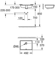 Умывальник Grohe Cube Ceramic 3948000H встраиваемый (492х150х370)