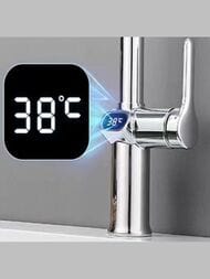 Смеситель для кухни ESKO K15 LED (K15LED) однозахв, вытяж излив, дисплей, датчик температуры, хром — изображение 4