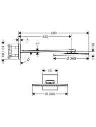 Верхний душ Axor ShowerSolutions 35303340 (300х300) 2jet настенный, держатель, шлиф.черный хром — изображение 2