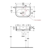 Раковина подвесная Kerasan Flo 600х420х165 с отверстием под смеситель,.белый 314201*1
