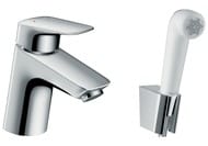 Смеситель Hansgrohe Logis 71290 для умывальника с гигиеническим душем, низкий фикс. излив 107мм