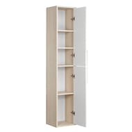 %Шкаф-колонна AQUATON Рико 1A216603RIB90 300x273x1542 подвесная, 2 дверцы. белый глянец/ясень фабрик
