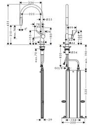 Смеситель Hansgrohe Talis M54 для кухни 210 вытяжной душ, поворотный излив 2jet sBox сталь 72801800 — изображение 6