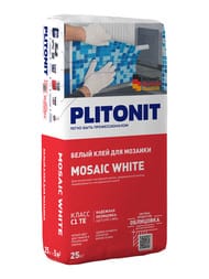 Клей белый PLITONIT Mosaic White для стекл.мозаики,керам.плитки,керамогр.и нат.камня, С1 ТЕ, 25кг