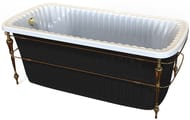 Ванна MIGLIORE OLIVIA 174x83 console черная панель, фурнитура золото 24382