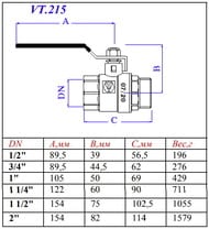 Кран шаровый 1 1/2"ВН VALTEC BASE красная ручка VT.215.N.08