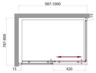 Душевой уголок BelBagno Uno (1000х800х1850) AH-1-100/80-C-Cr прямоугольный, стекло прозрачное/профиль хром