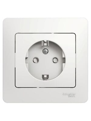 Розетка Systeme Electric GLOSSA с заземлением со шторками в сборе белая GSL000144