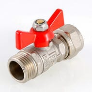 Кран шаровый 16х1/2''Н VALTEC BASE под обжим, красная бабочка VT.341.N.1604