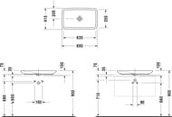 Раковина DURAVIT PURAVIDA 700х420х100 без площадки под смеситель, без перелива, крепление 0370700000