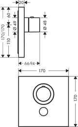 Смеситель Axor ShowerSelect 36716000 Highflow для душа, встраиваемый, термостат, 2 потребителя, хром