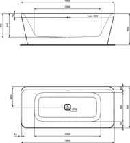 Ванна акриловая Ideal Standard Lux TONIC II 1800х800х600 отдельностоящая черная, Click-Clack K8725V3