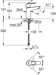 ��������� ��� ����������� Grohe BauLoop 23917001 �������������, M-Size, ��� ������� �������, ����