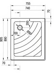 ������� ��������� ������ RAVAK Kaskada Aneta 75x90 LA (755x905x95) ��������� � ���/�� �����, �����