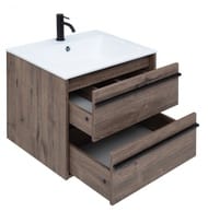 Тумба под умывальник Aquanet Lino 60 590х533х495 подвесная, 2 ящика, цвет: дуб веллингтон 253910