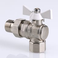 Кран угловой с американкой 1/2"ВН VALTEC BASE белая бабочка VT.228.NW.04