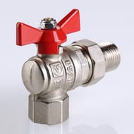 Кран угловой с американкой 1"ВН VALTEC BASE красная бабочка VT.228.N.06