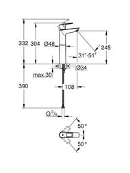 ��������� ��� �������� Grohe BauLoop 245 ��, ����. �����, XL-Size, ���� 23764001