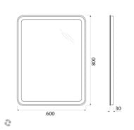 Зеркало BelBagno (800x30x600) с подсветкой и кнопочным выключателем SPC-MAR-600-800-LED-BTN