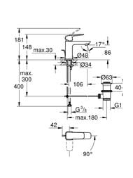 ��������� ��� �������� Grohe Cubeo �������������, ������ ����� 86��, ����: ���� 1017300000