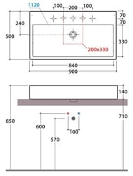 Раковина Globo Stone (900х500х140) подвесная/накладная, без отверстия под смеситель, белая SCQ91BI