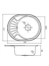 Уценка! Мойка IDDIS SUNO S (600х470х180) нерж. сталь, чаша справа, овальная SUN60SDi77