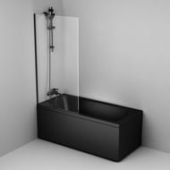 Шторка на борт ванны AM.PM Gem 80х140 см., фиксированная, черный, стекло прозрачное W90BS-080-140BT