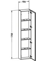 ����� Duravit L-Cube 400�1760�243 ���������, 4 �����, ����� ������, ����� ������ LC1170R2222