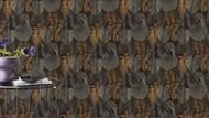 Обои виниловые на флизелине Rasch Natural Colors (0,53х10,05) ткань, листья, серо-золотые 462043 (рул.)