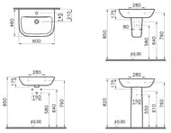 Раковина Vitra S20 (600х460х175) с отверстием под смеситель, антибактериальное покр. 5503L003-0001