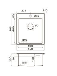  Omoikiri AMADARE 45-IN (450505200) ,   4993802