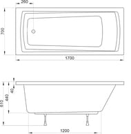����� ��������� RAVAK DOMINO PLUS 170�70 �����, ����� � ���������