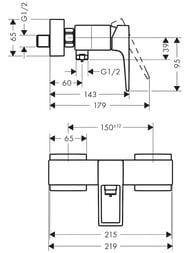 Смеситель Hansgrohe Metropol 74560000 для душа настенный однорычажный, рукоятка-петля, хром — изображение 2