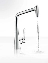 Смеситель Hansgrohe Metris M71 для кухни 320мм вытяжной излив 2 типа струи сталь 14820800 — изображение 2