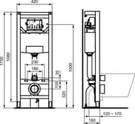 Инсталляция Ideal Standard с подвесным унитазом Tesi с сиденьем-микролифт, кнопка хром T387201