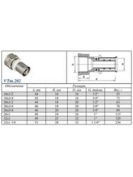 Пресс соединитель прямой VALTEC 20х1/2"В VTm.202.N.002004