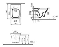 Унитаз подвесной Vitra Zentrum Square 360х545х400 без сиденья,антибакт. покр.,безобод.7484B003-0075