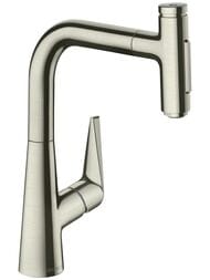 Смеситель Hansgrohe Talis Select M51 для кухни 220 вытяжной излив, сталь 73868800 — миниатюра 1