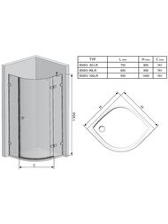 ������� ������ RAVAK BRILLIANT BSKK3-90R (895�895�1950) ��������� �����, ������, ����+Transparent